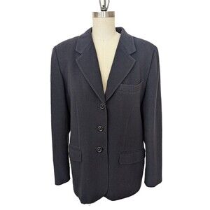 Vintage Austin Reed Classic Navy Blazer Jacket 100% Camel Hair Womens 10 Y2K